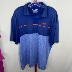 Under Armour Men's Navy and Heather Blue Polo